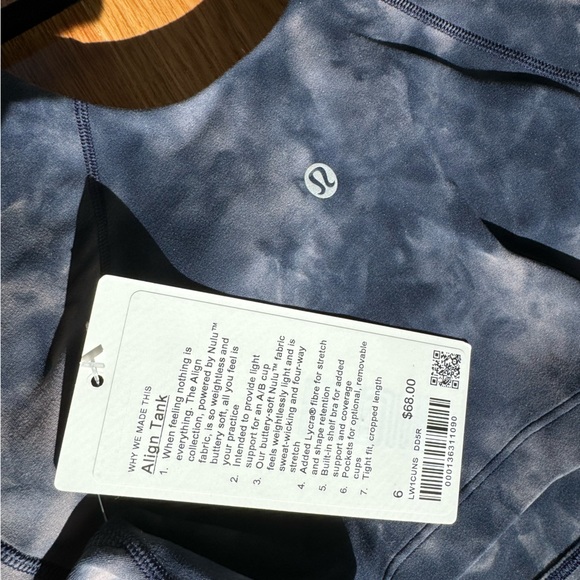 NWT Lululemon align tank diamond dye lunar rock/true navy size 6 - Picture 4 of 4
